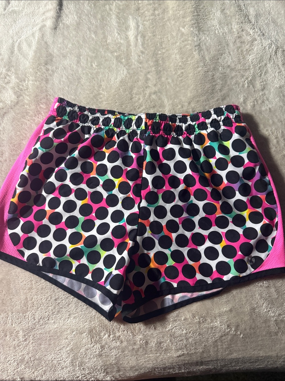 Xersion Dri-fit Black Multicolor Dot Athletic Shorts with Pink Panels Girls